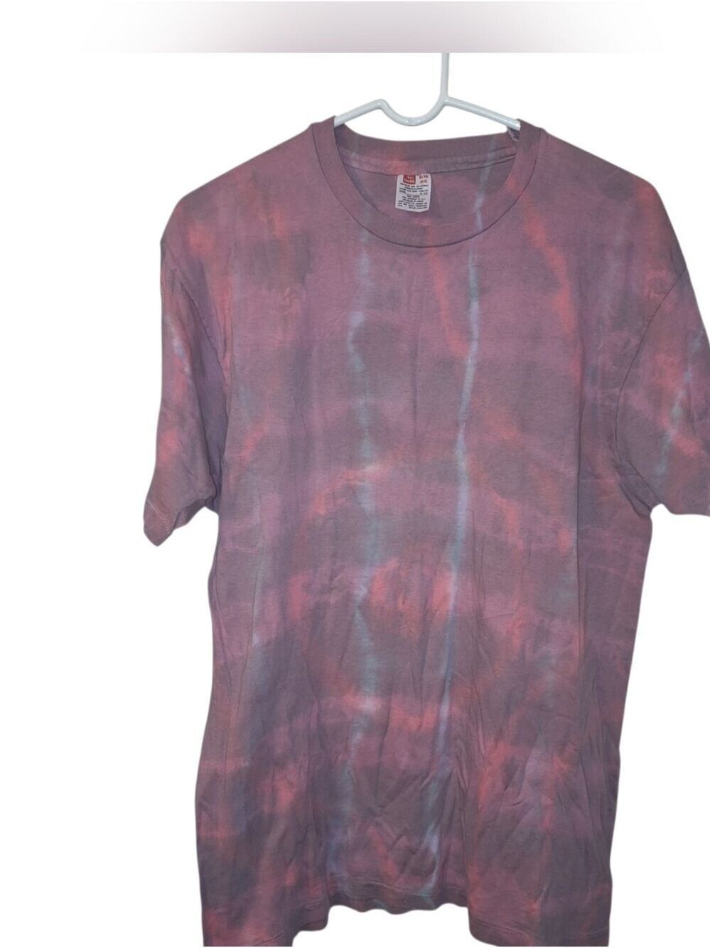 Vintage 1990s Tie-Dye Short Sleeve Hanes T-Shirt - Mauve/Pink XL